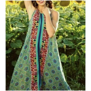 Anthropologie Women's Ella Halter Dress XS/S Floral Asymmetric Sleeveless